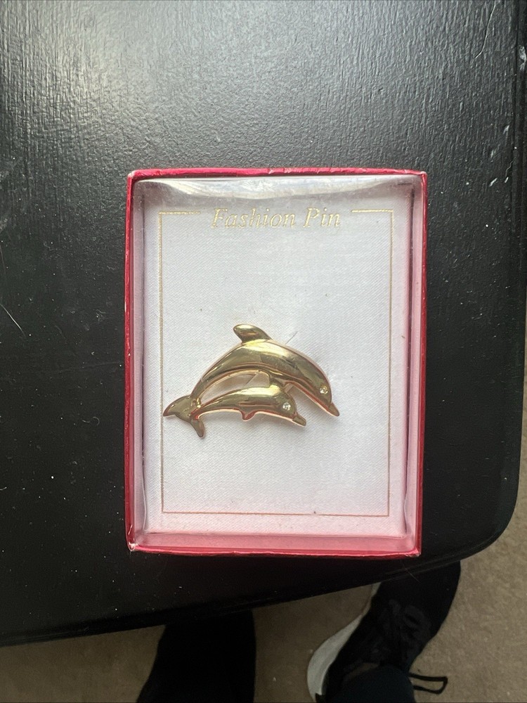 Jumping Dolphins Pin Gold Color