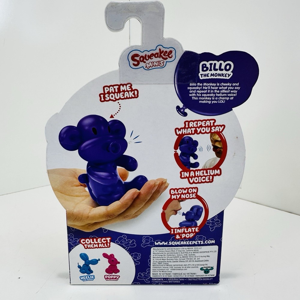 Squeakee Minis Pets Billo Monkey – Helium Voice Chat Back 2019 NOS READ