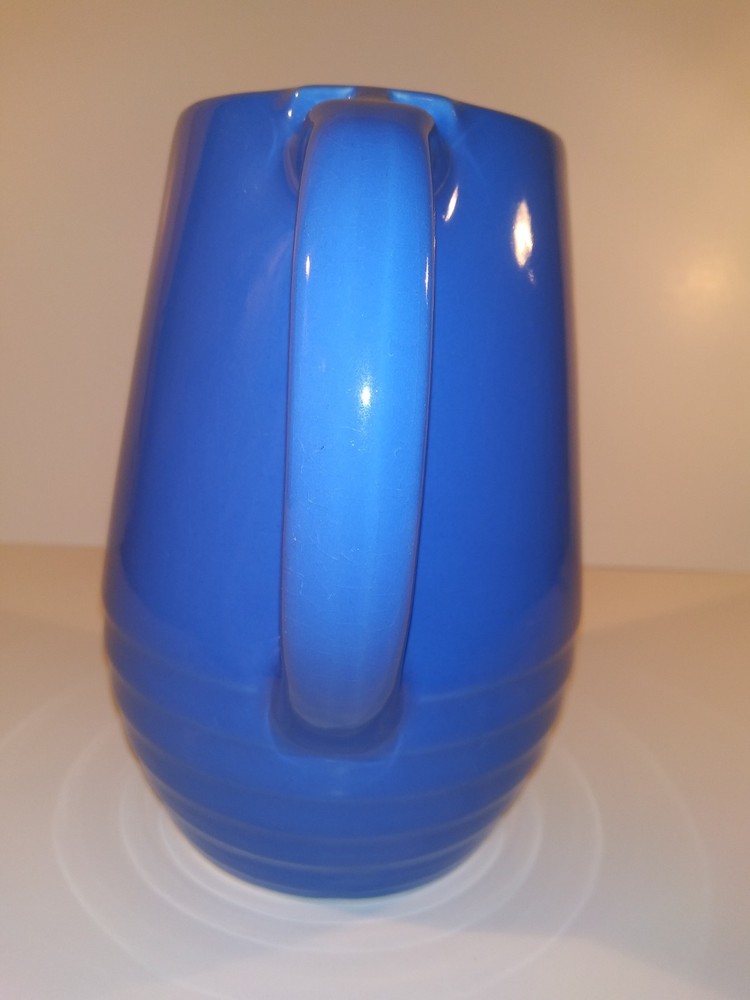 Bright Blue Art Pottery Stoneware Pitcher