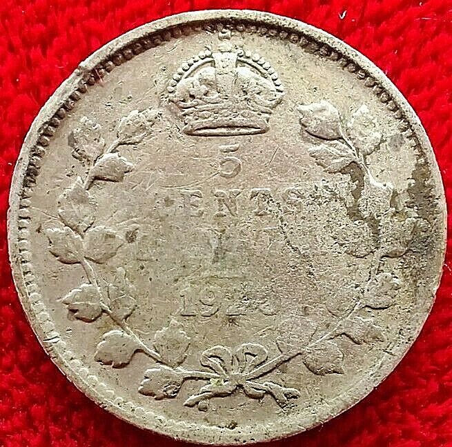 1920 Canadian Five Cents, 80% Silver, KM# 22a