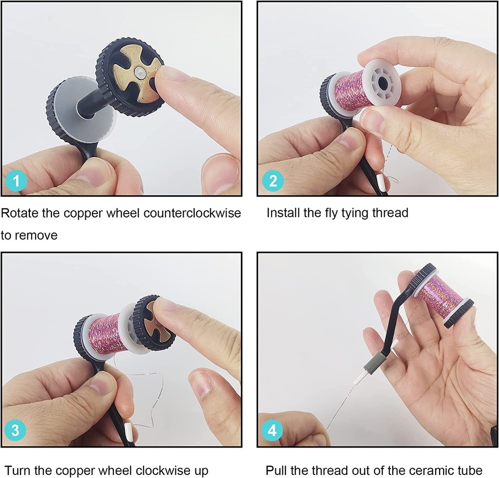 Fly Tying Tool x3 Ceramic Lined Black Bobbin Holder