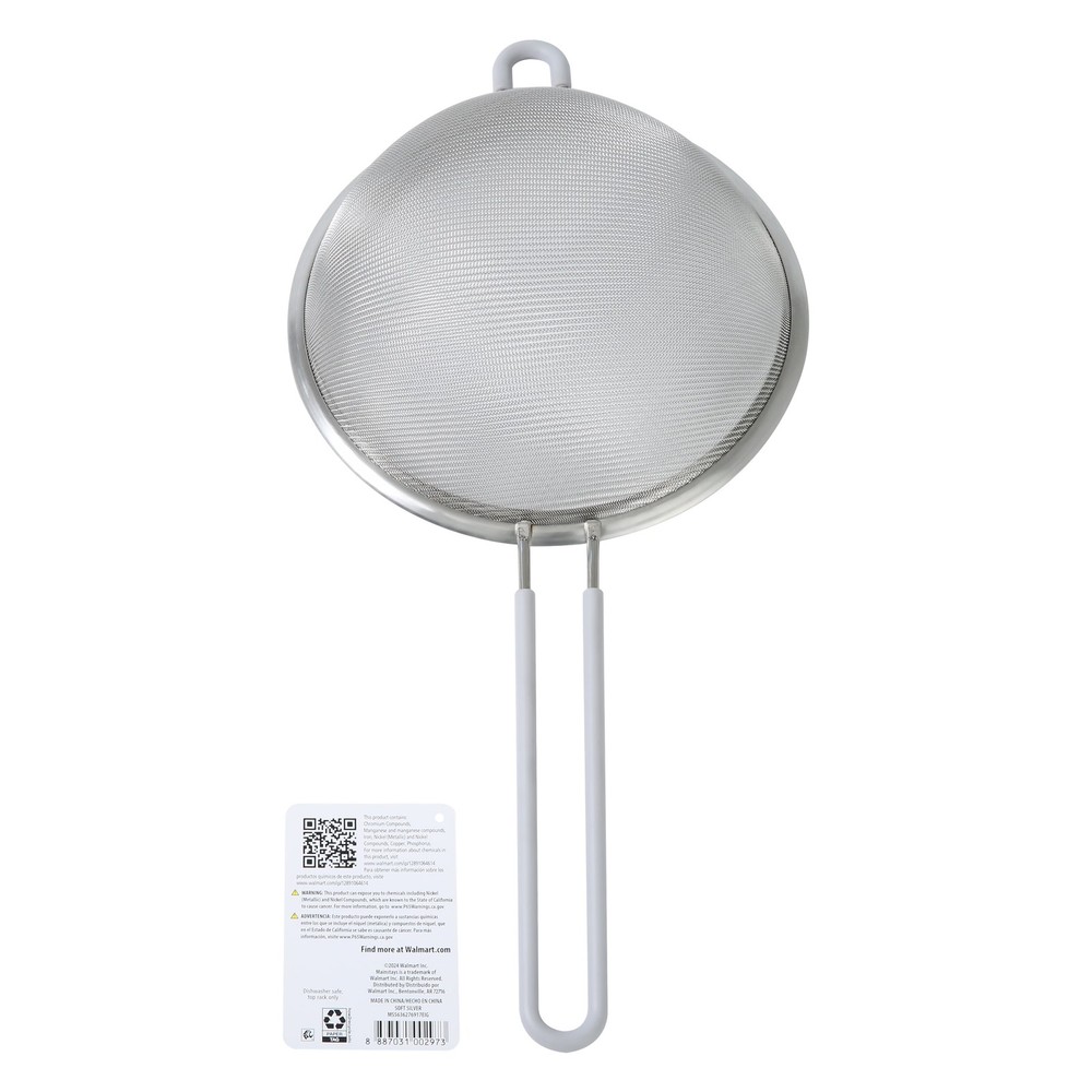 8" Stainless Steel Fine Mesh Strainer, Silver