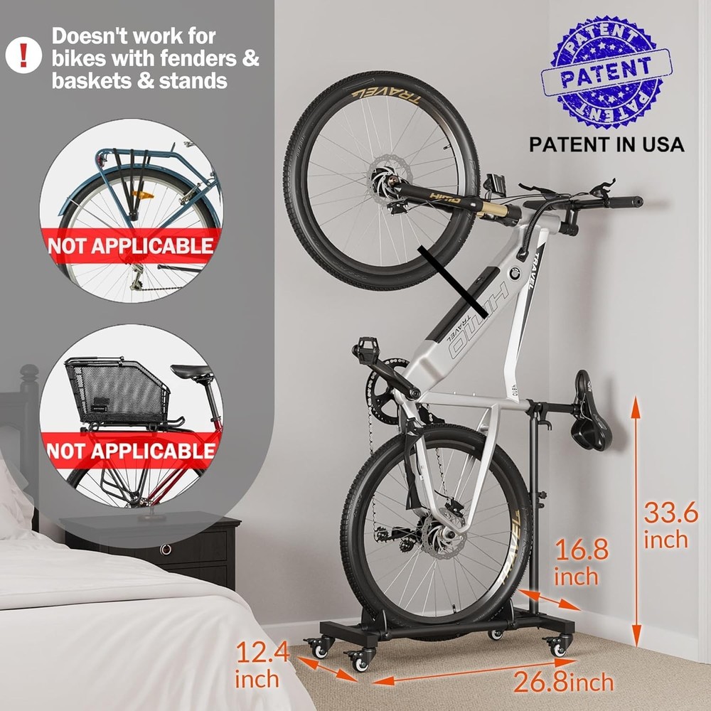 Compact Bike Storage Solution - Adjustable Height for Apartments and Garages