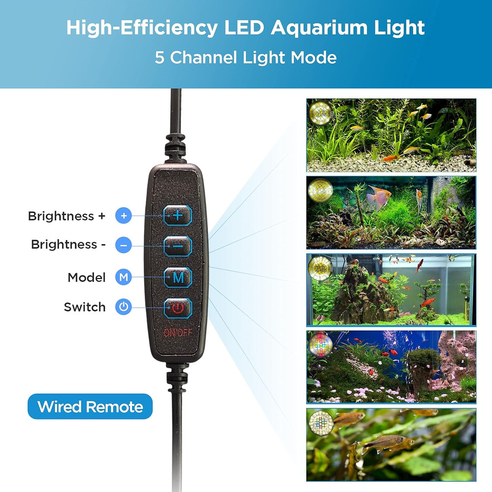 LED Aquarium Light, Remote Control 80W Planted Fish Tank Light Asta120 Clamp Cli