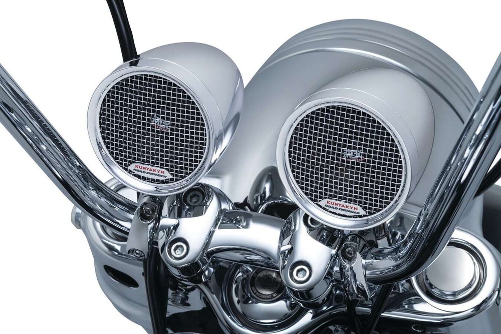 Kuryakyn RoadThunder Chrome Speaker Pods & Bluetooth? Audio Controller MTX