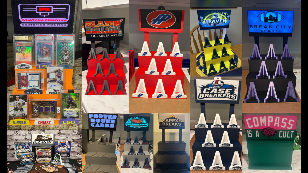 3D Printed Bleacher Card Display with 8 Custom Removable stands and Custom