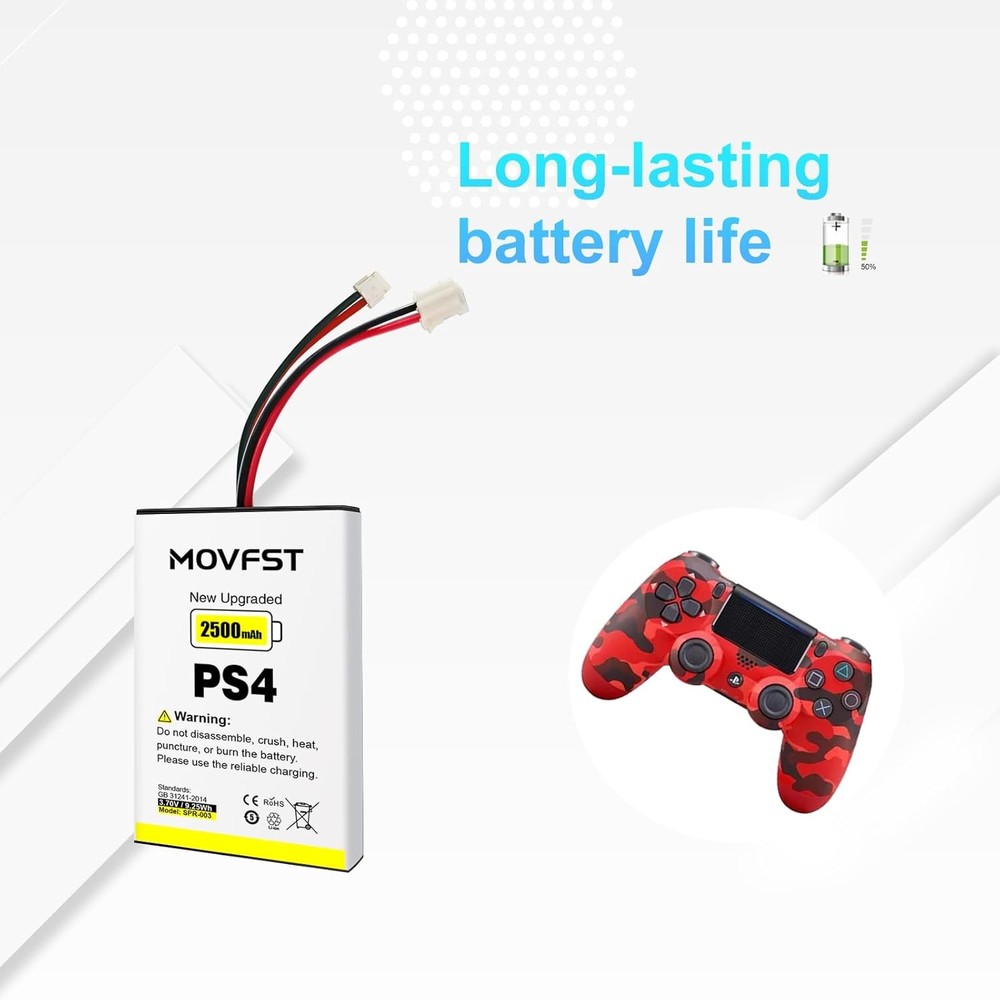 2Pcs PS4 PS4 Pro Controller Battery Replacement 2500mAh High Capacity