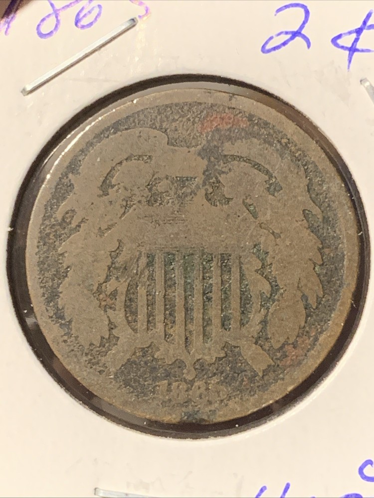 1865 Two Cent Piece 2C Post Civil War Date US Coin