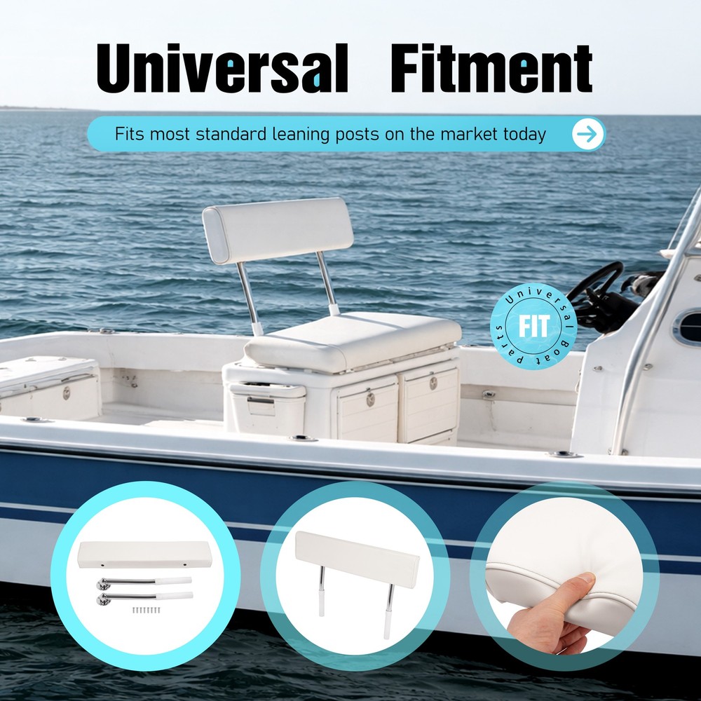 For Universal Leaning Post Backrest with Folding Arms Removable White+Silvery
