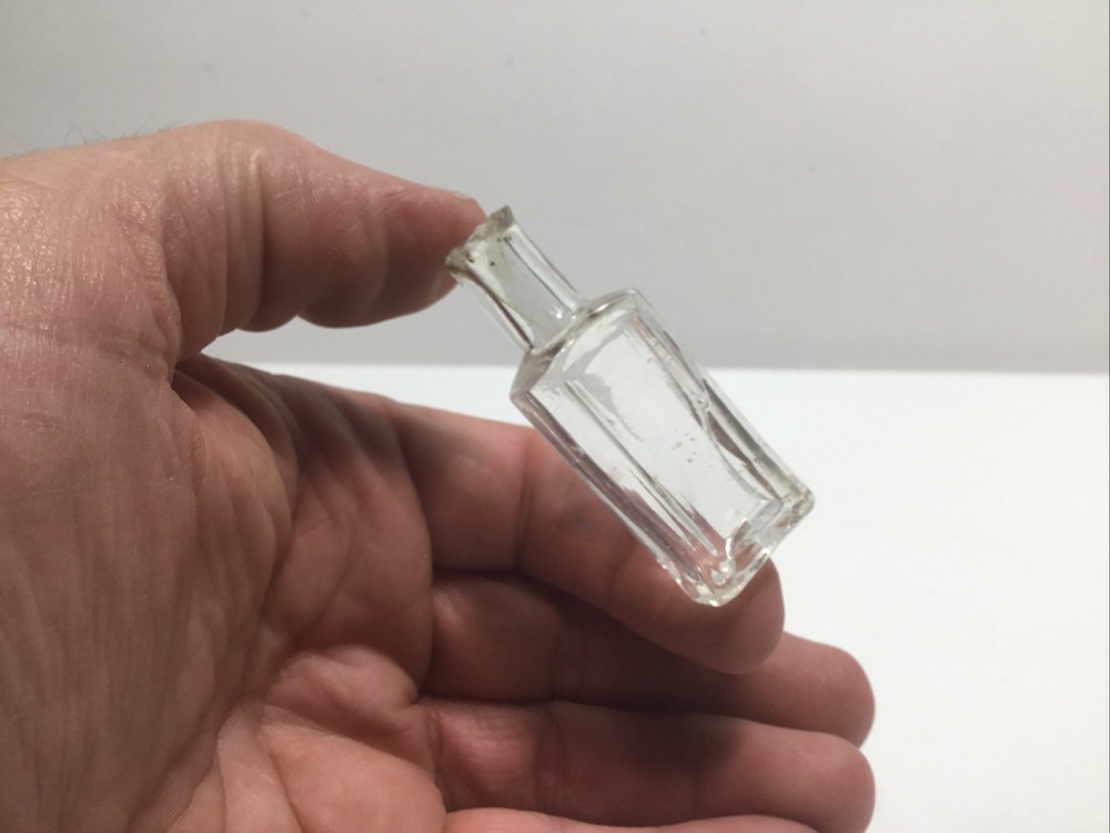 Tiny Antique Paneled Burst Top Perfume/scent Bottle.