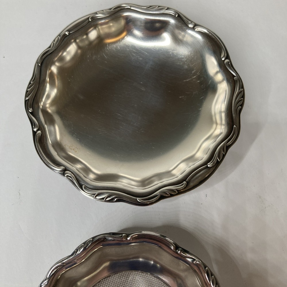 Vintage WMF Silver Plated Tea Strainer German Tableware With Footed Under Plate