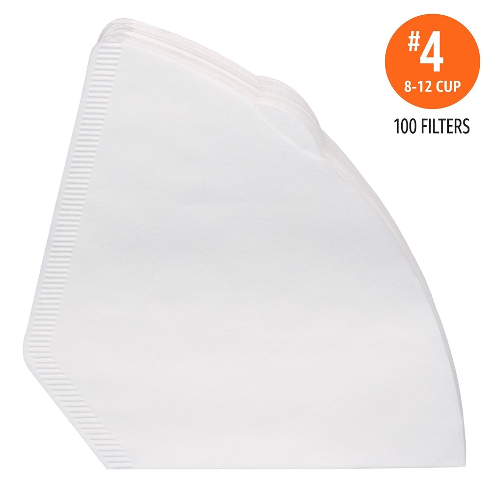 Amazon Basics #4 Cone Coffee Filters, 8-12 Cup Coffee Makers, White, 100 Count