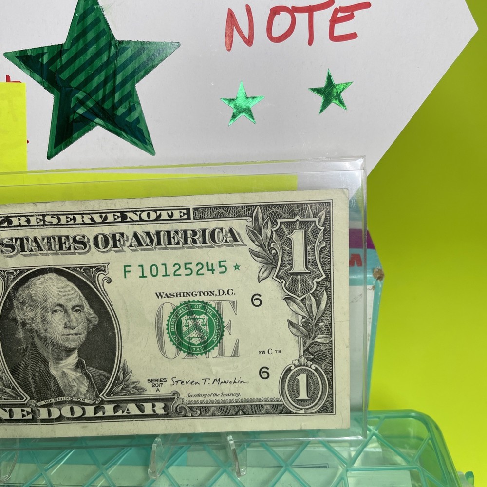 ERROR - SOLID OVER-INKED STAR ⭐️ Note $1 Nice Condition 💵Series 2017A F/W Print