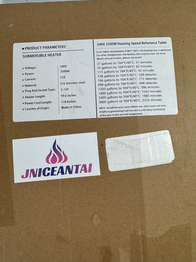 3500w Portable Hot Tub Heater with Thermostat for Bathtub/Ground Pools 240v