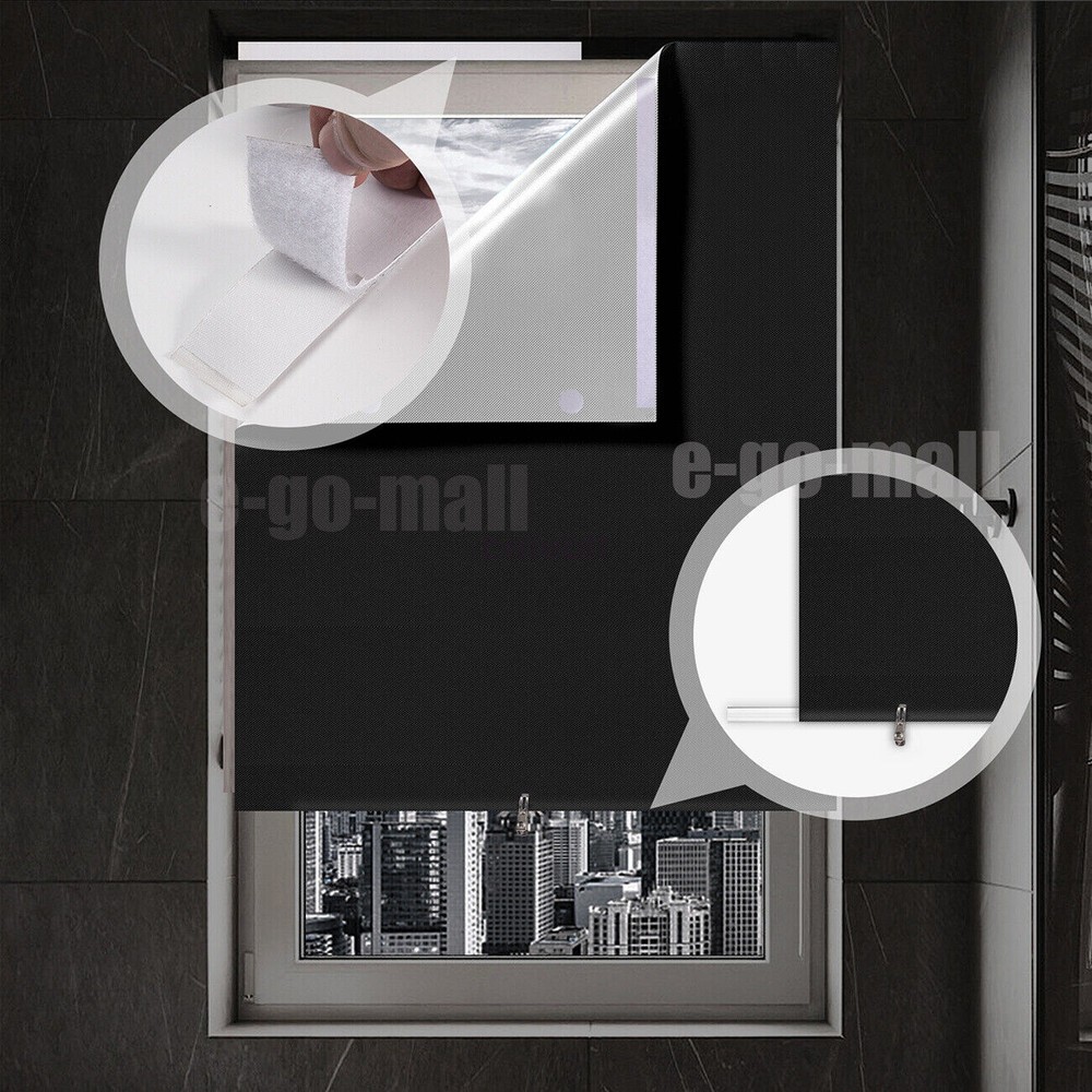 100% Blackout Roller Window Blind with Hook & Loop Tab for Nursery Bedroom RV