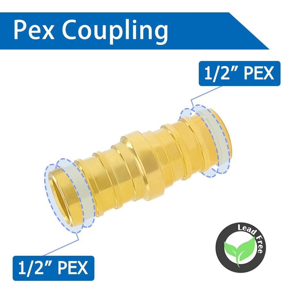 Hooshing 10PCS 1/2 Inch Straight Coupling PEX Fitting Soild inch, Copper
