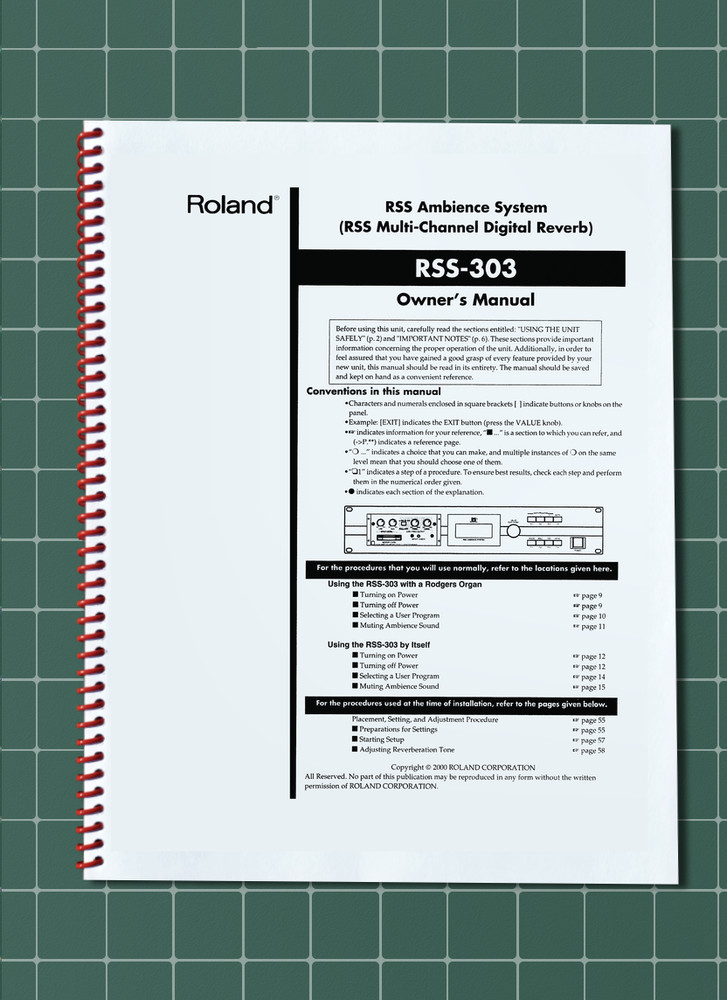 Roland RSS-303 — Owners Manual User Guide Instructions — 63 Pages — USA Made