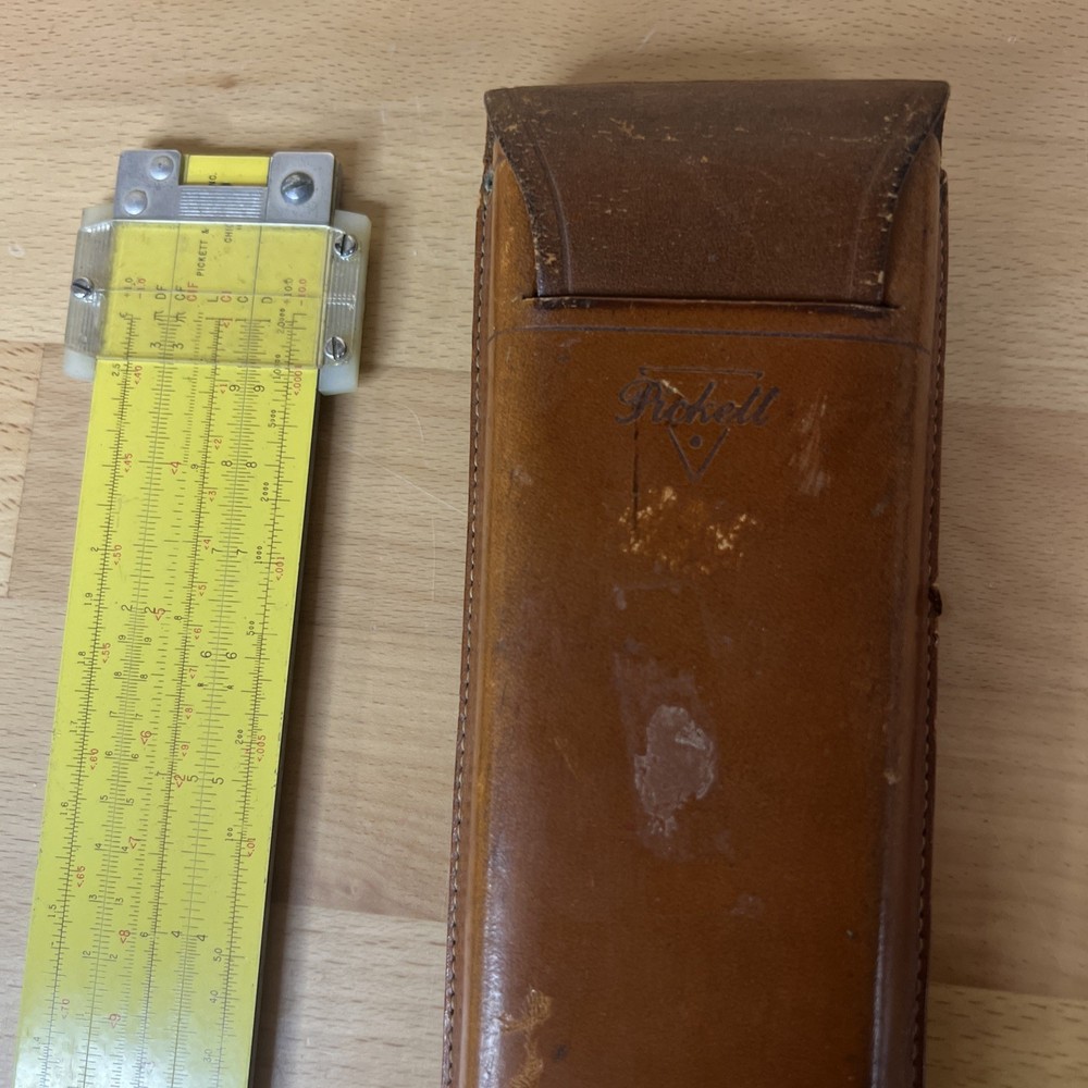 PICKETT Slide Rule w/ Leather Case
