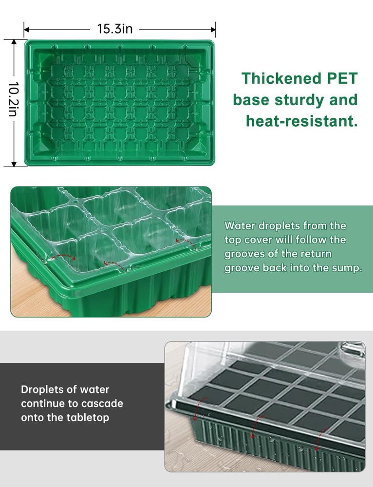 2 Packs Large Seed Starter Tray, Adjustable Brightness and Timer with 48 Full...