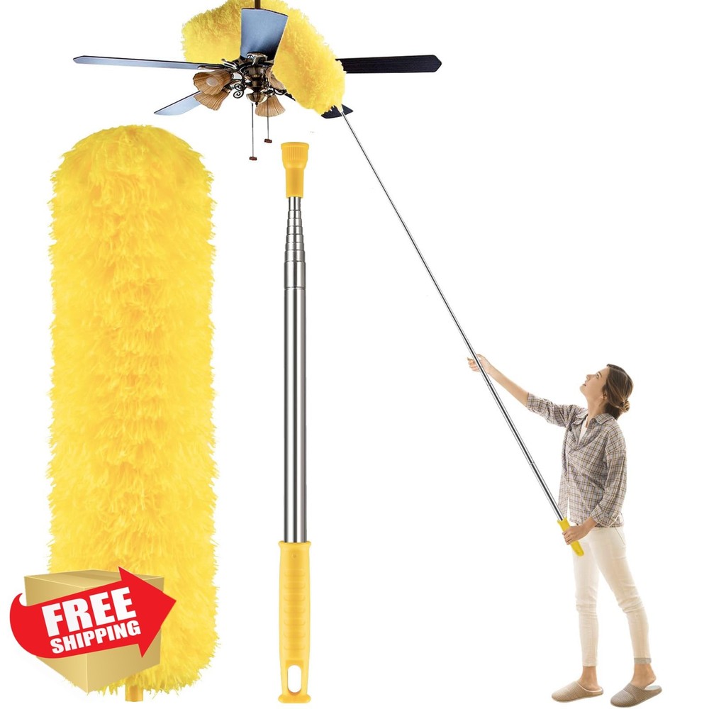 Newliton Duster 100ft Telescoping Pole Ceiling Fan Cobweb Yellow