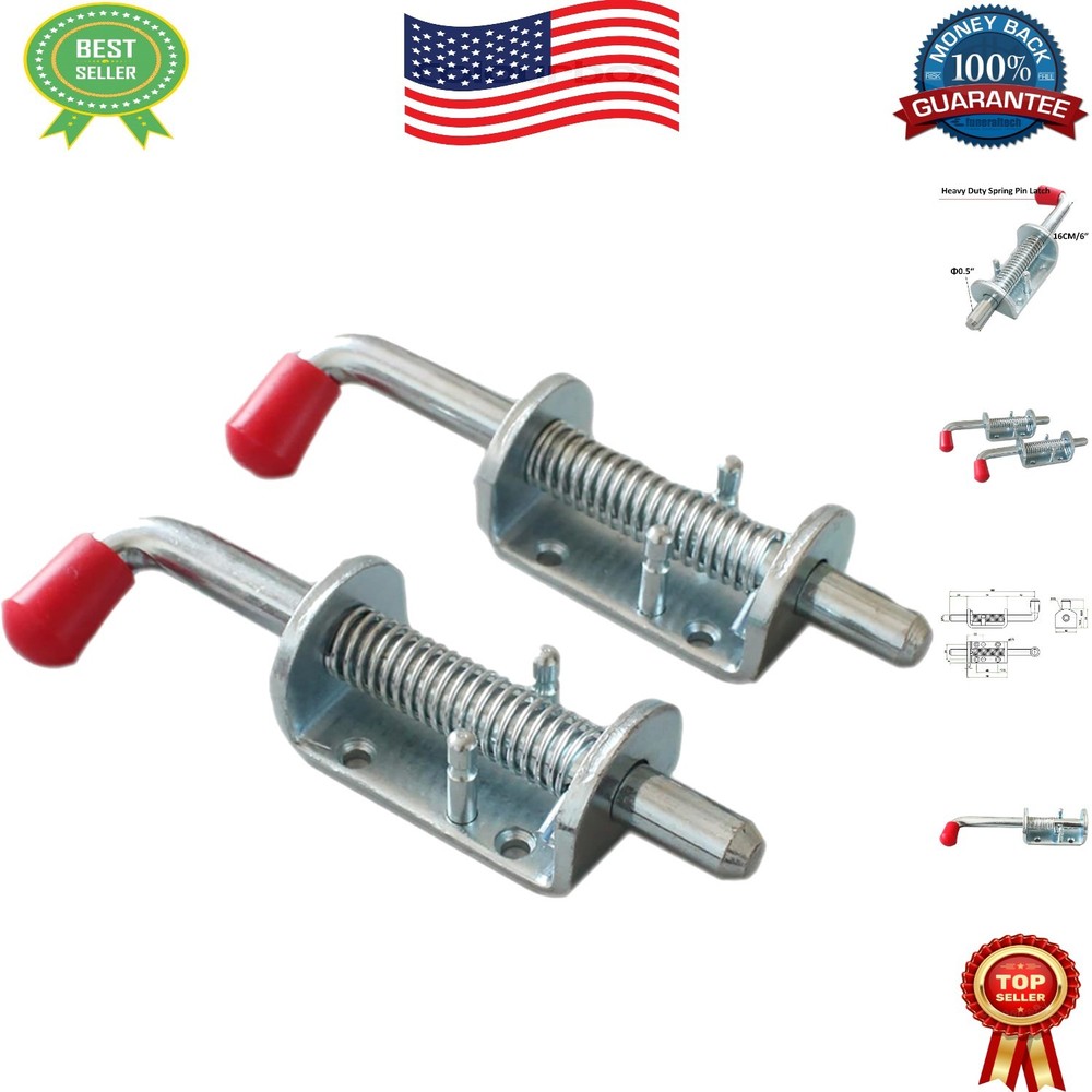 Versatile 2 Pack Silver Spring Loaded Latch Pins – Ideal for Gates & Trailers
