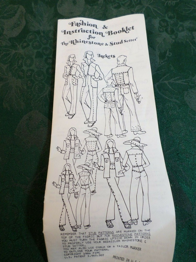 1981 Bedazzler Rhinestone & Stud Setter w/Instructions & Patterns