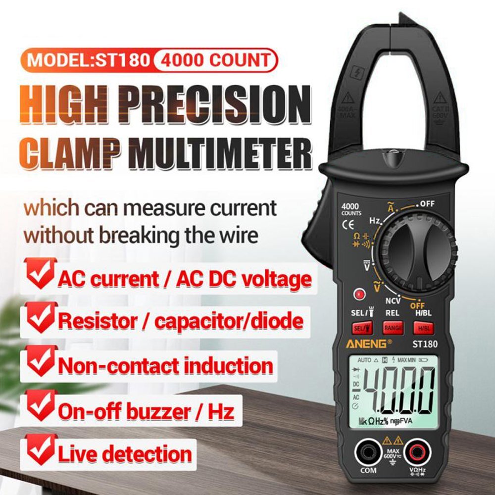 Digital Multimeter Tester AC DC Volt Ohm Amp Clamp Meter Auto Range LCD Handheld