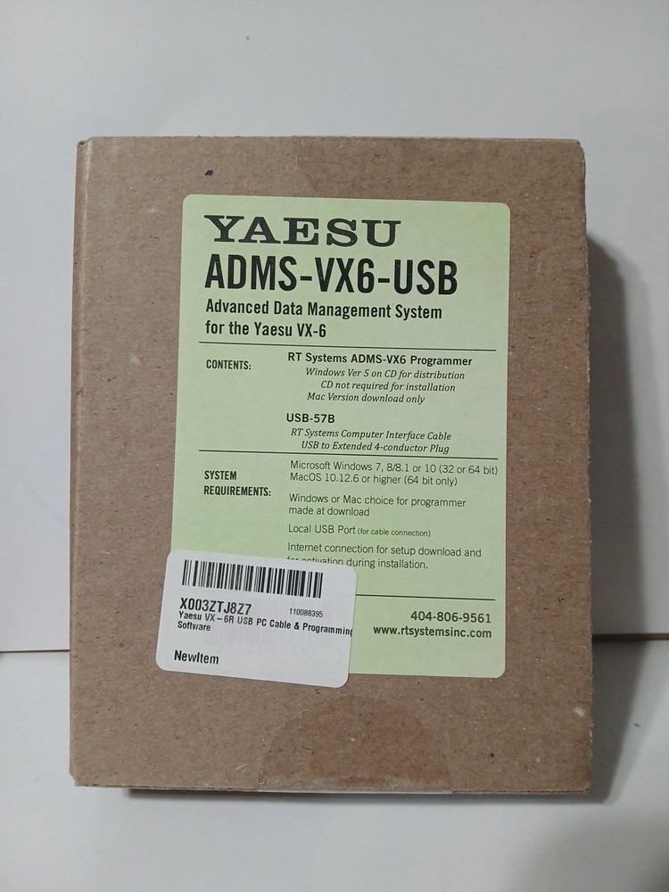 YAESU ADMS-VX6-USB SOFTWARE & CABLE FOR VX-6/USB BRAND NEW
