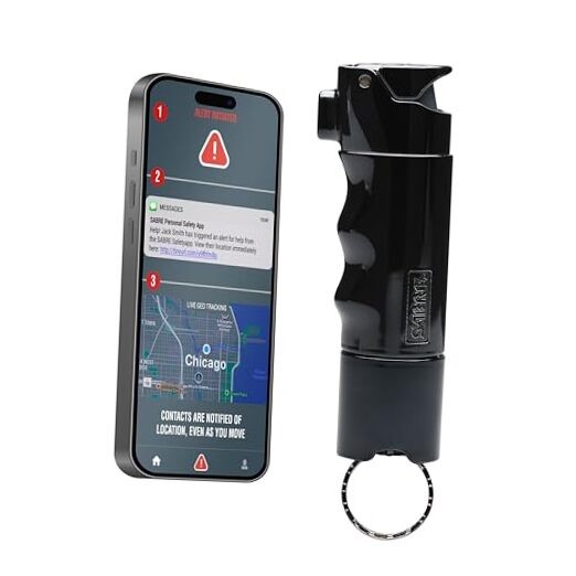 Smart Bluetooth Pepper Spray for Self Defense w/Live GPS Tracking, Text Black
