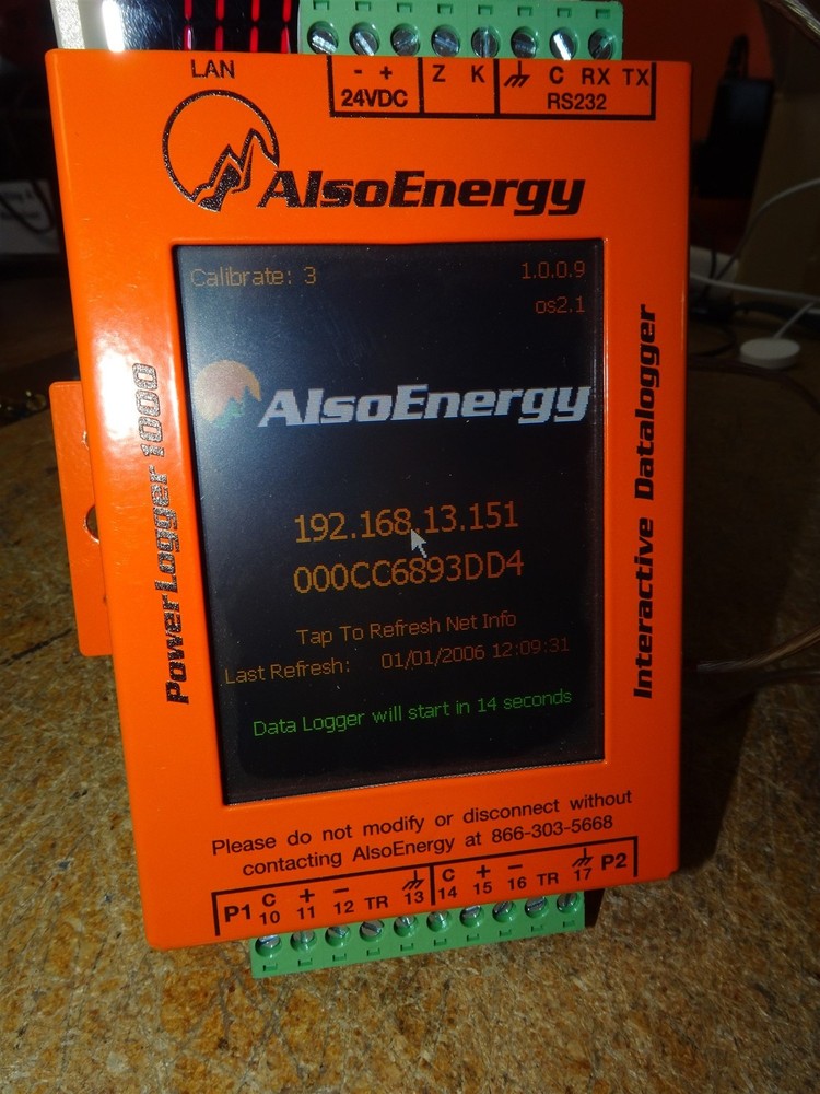 Power Tested AlsoEnergy PowerLogger 1000 MK-DL Interactive Datalogger AS-IS