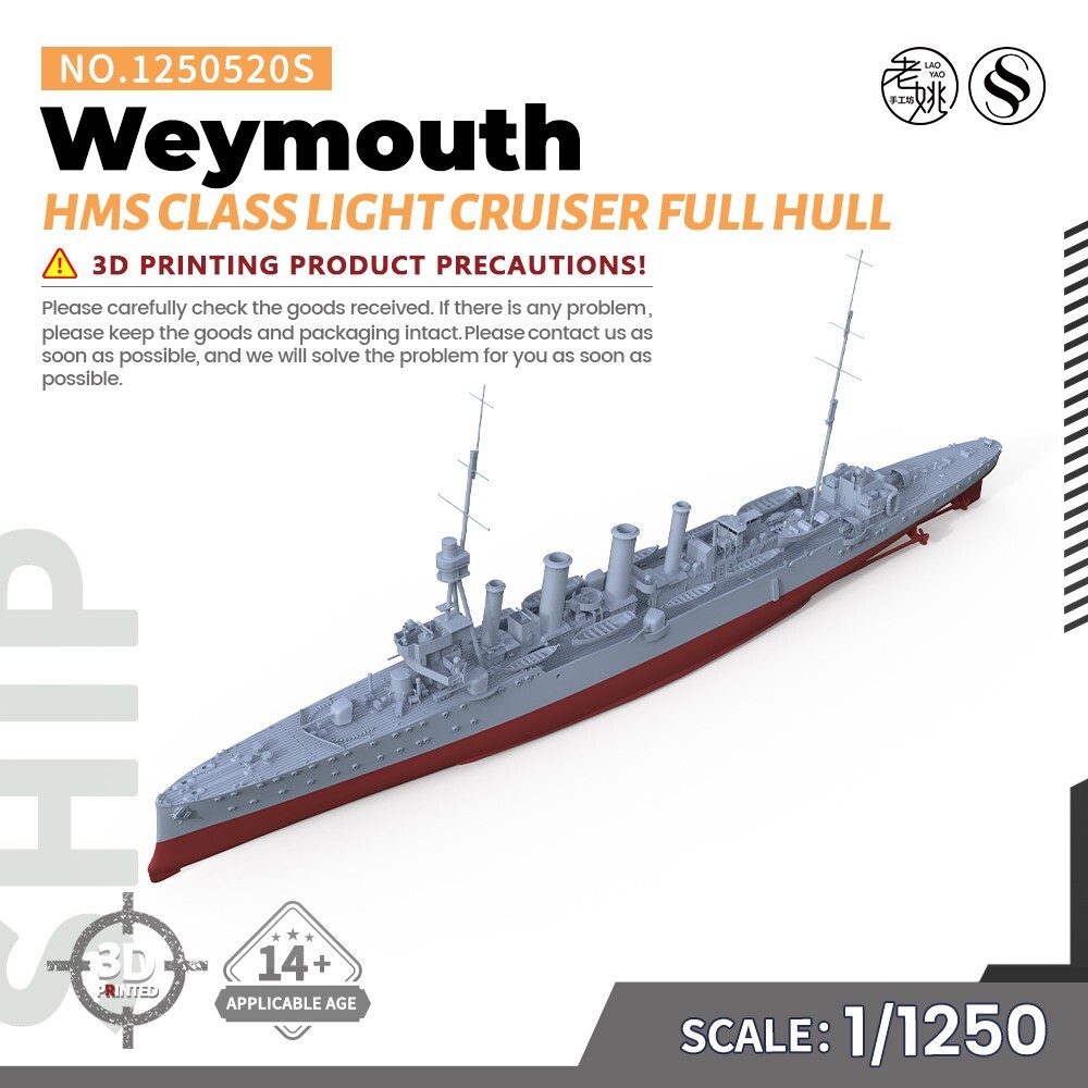 Weymouth 1/1250  Model Kit HMS Class Light Cruiser Full Hull