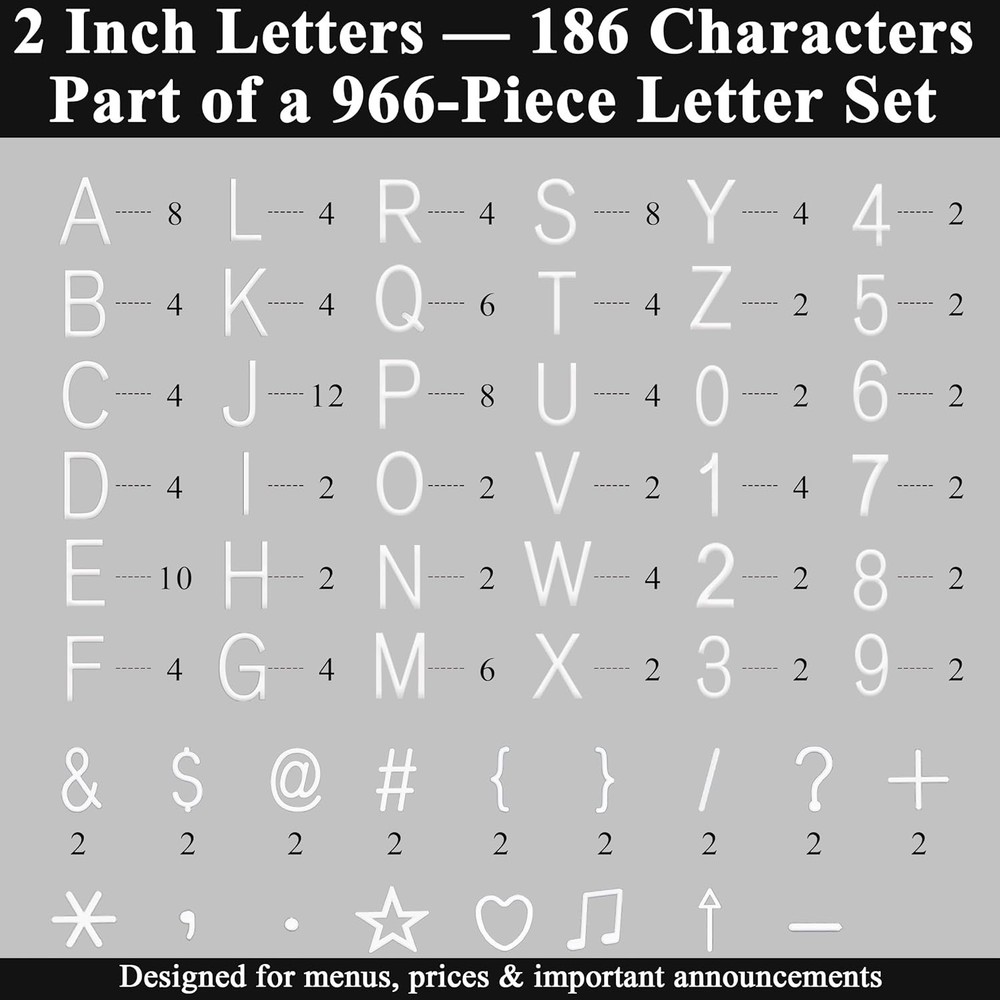 Large Letter Board � Premium Menu Board with Letters (White)