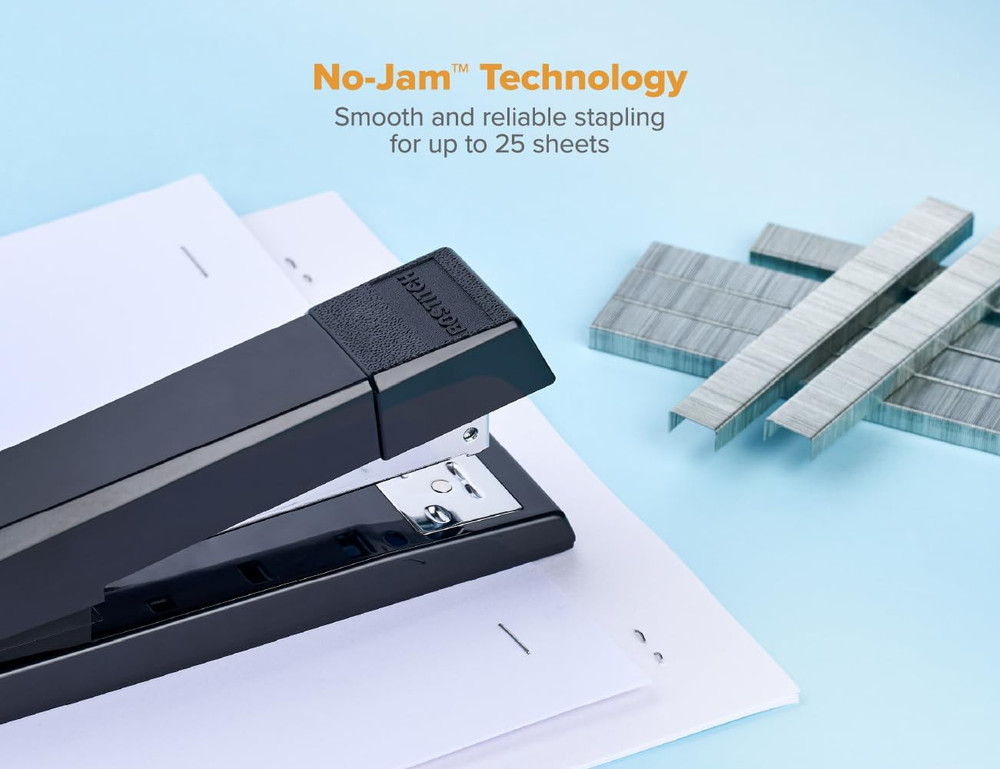 Bostitch Office Stapler, No-Jam Premium for Desktop, Includes 1,250 Staples, Ful
