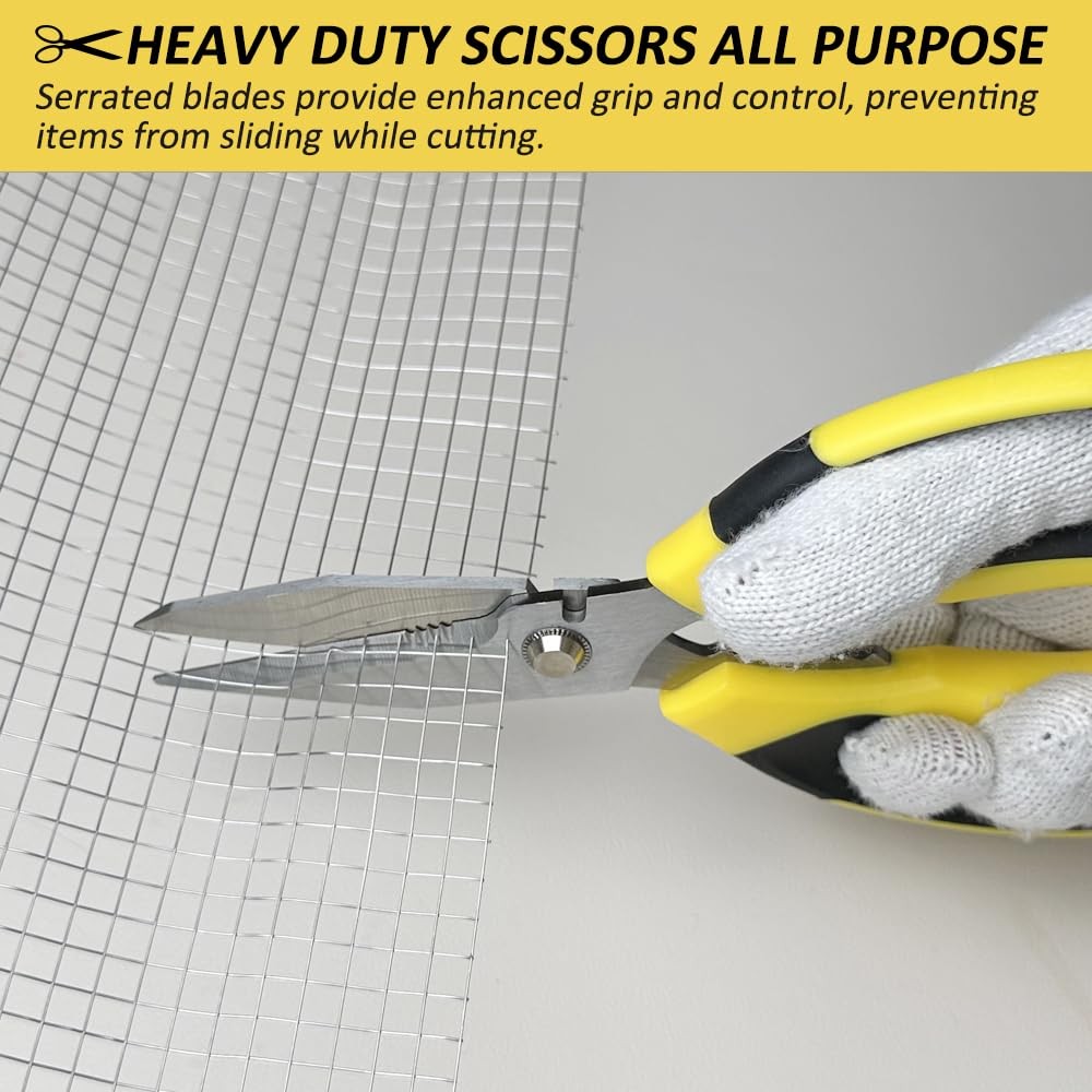 Heavy Duty Scissors, Sharp Scissors All Purpose with Yellow