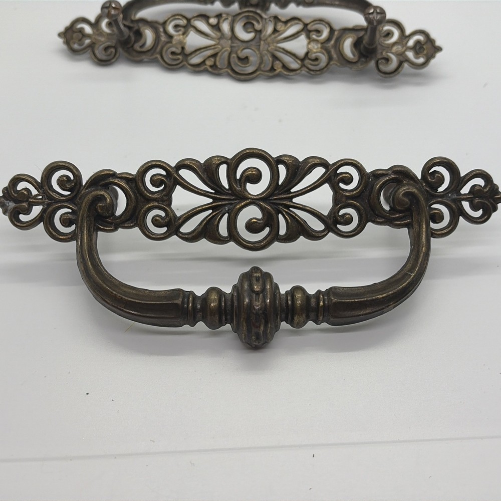 Vtg Pair Of Brass Drawer Pulls 7” (11)