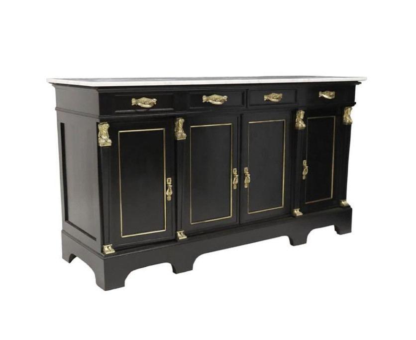 Empire Buffet with Marble Top and original Brass Hardware
