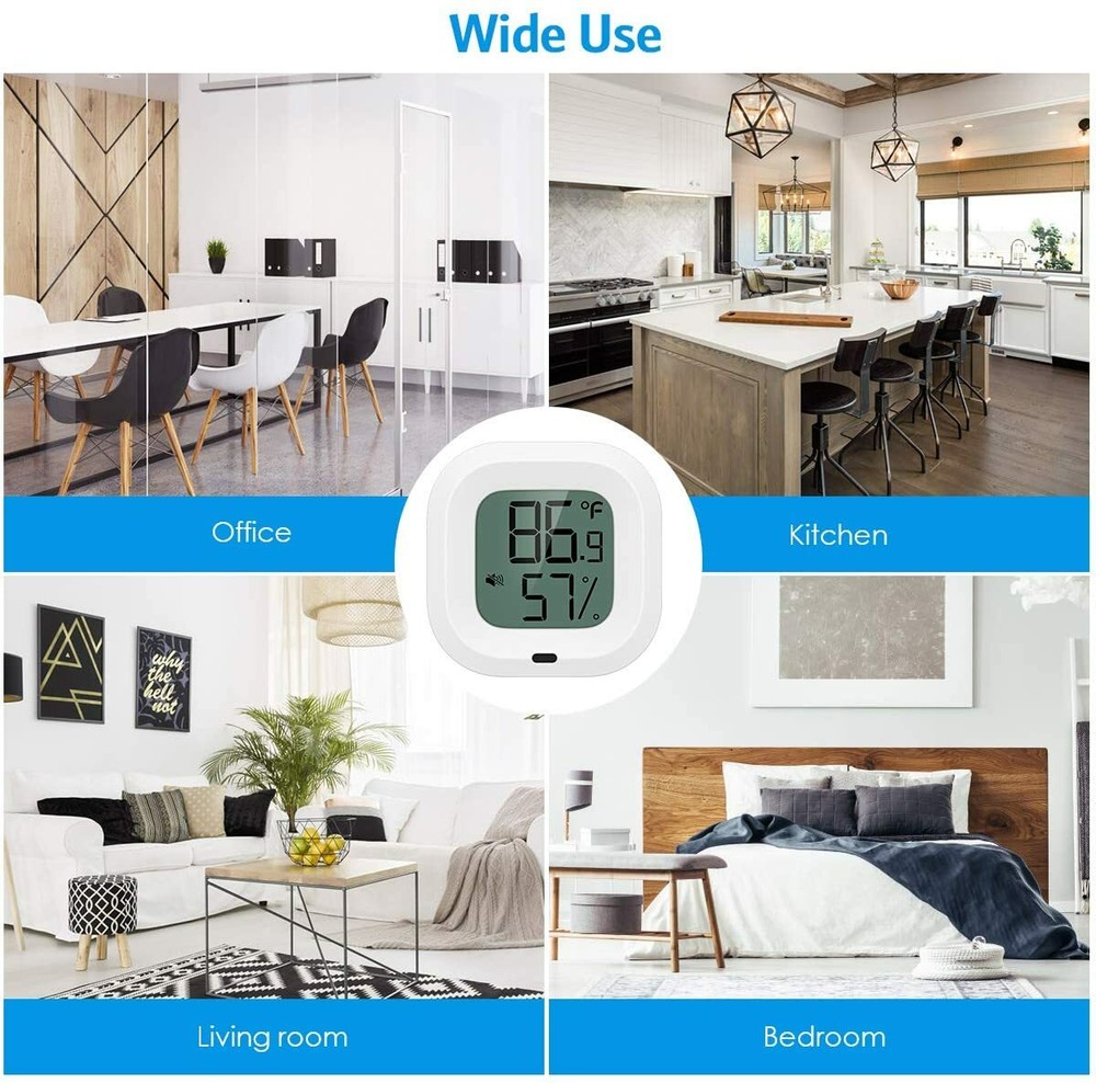 Wireless Thermometer Humidity Meter for iPhone/Android 35m Wireless Range