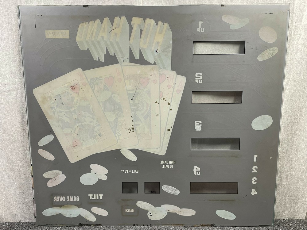 Stern Hot Hand Pinball Machine Game Backglass