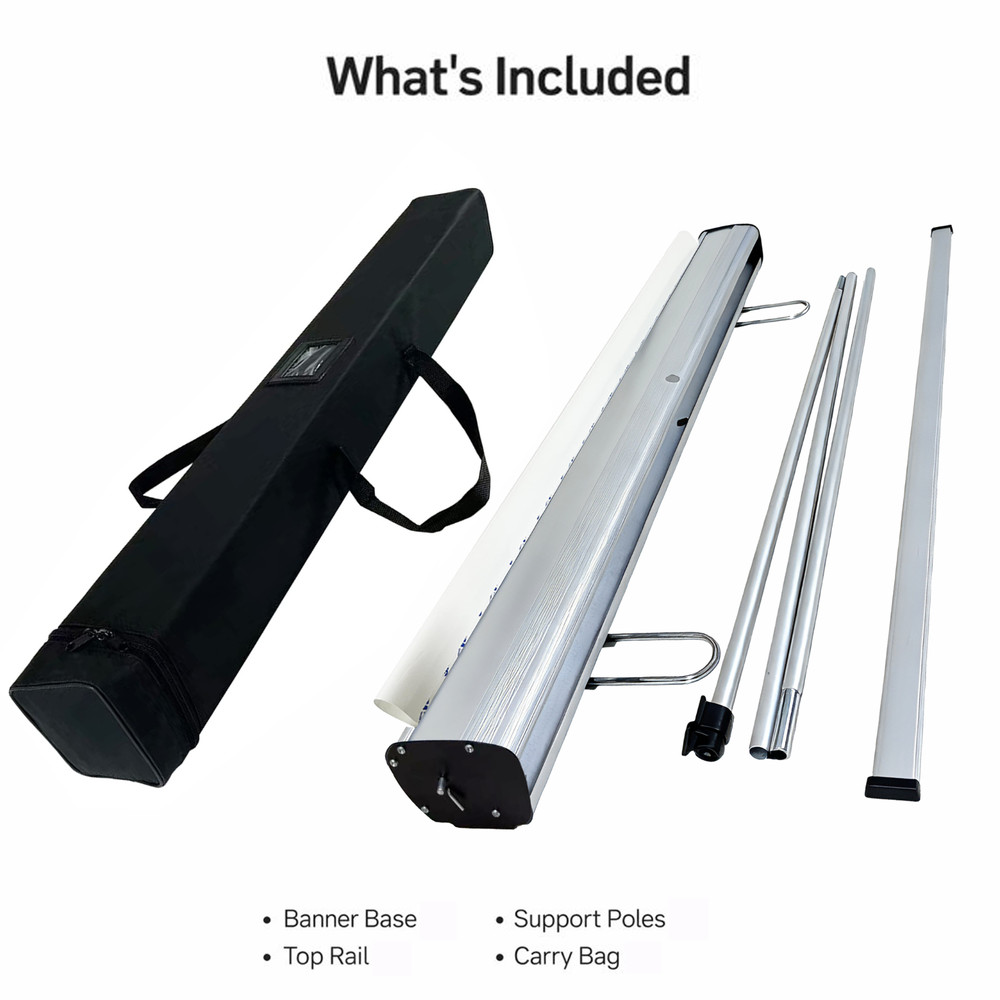 Retractable Banner Stand 33x80 Heavy Duty Plastic Base – 2 Pack