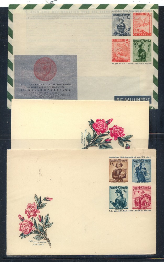 Austria  2  large  postal  envelopes unused, one with letter sheet