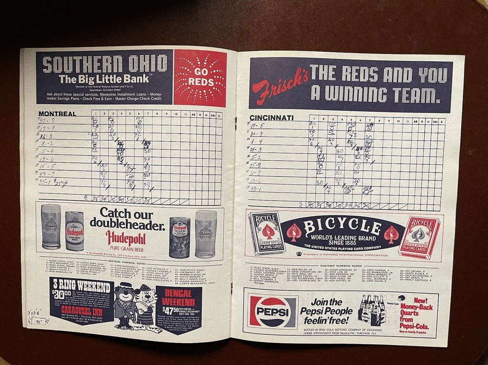 World Champion Cincinnati Reds 1976 Scorebook
