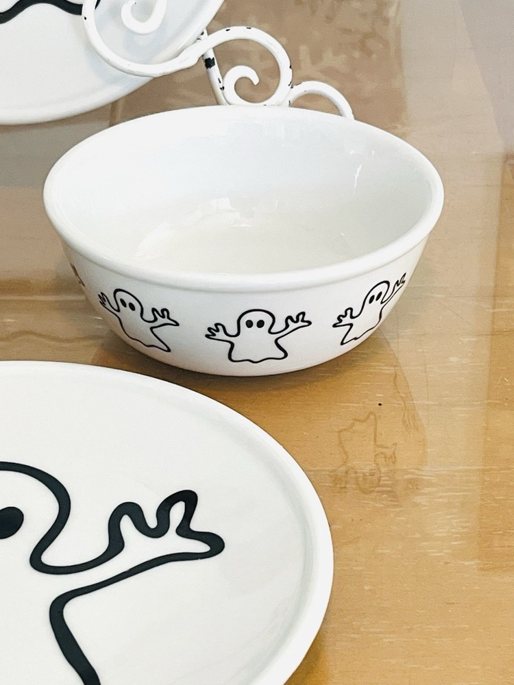 Bodum Ceramic Halloween Ghost Plates & Bowls Set