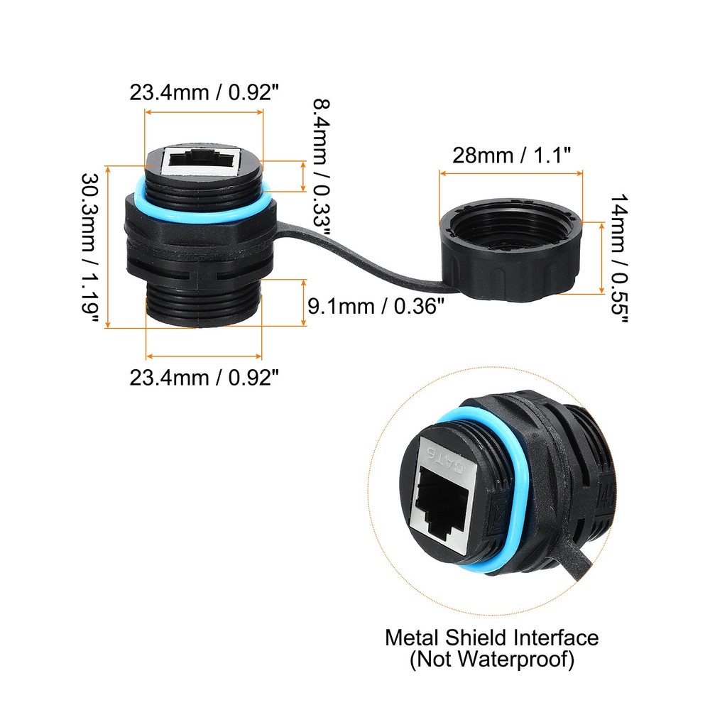 5Pack RJ45 Panel Mount Coupler Bulkhead Ethernet LAN Pass Through Connector