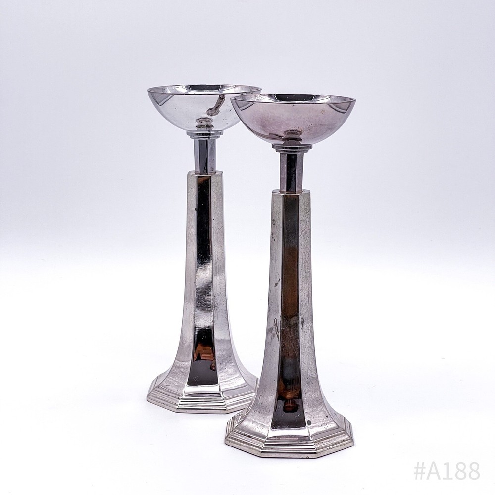 2-Piece Set Vintage Tea Light Holders Candle Holders, Silver Plated | 19Cm