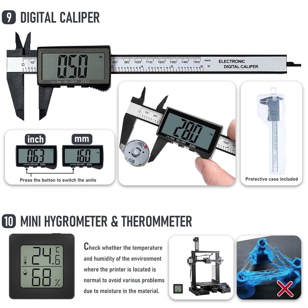 3D Printer Tools Kit, Quality 3D Printing Tool Kit for Model Measuring/Finish...