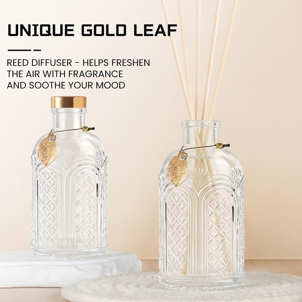 Glass Reed Diffusers Bottles for Home, Diffuser Bottles with 20PCS Reed Diffu...