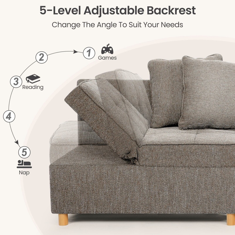 4-in-1 Folding Ottoman Sofa Bed, Convertible Chair Multi-Function Sleeper Sofa:】