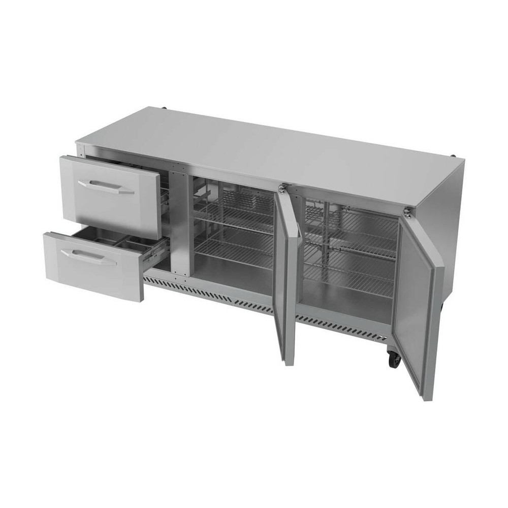 Victory VURD72HC-2 72" 3-Section Undercounter Refrigerator w/ 2 Solid Door, 2...