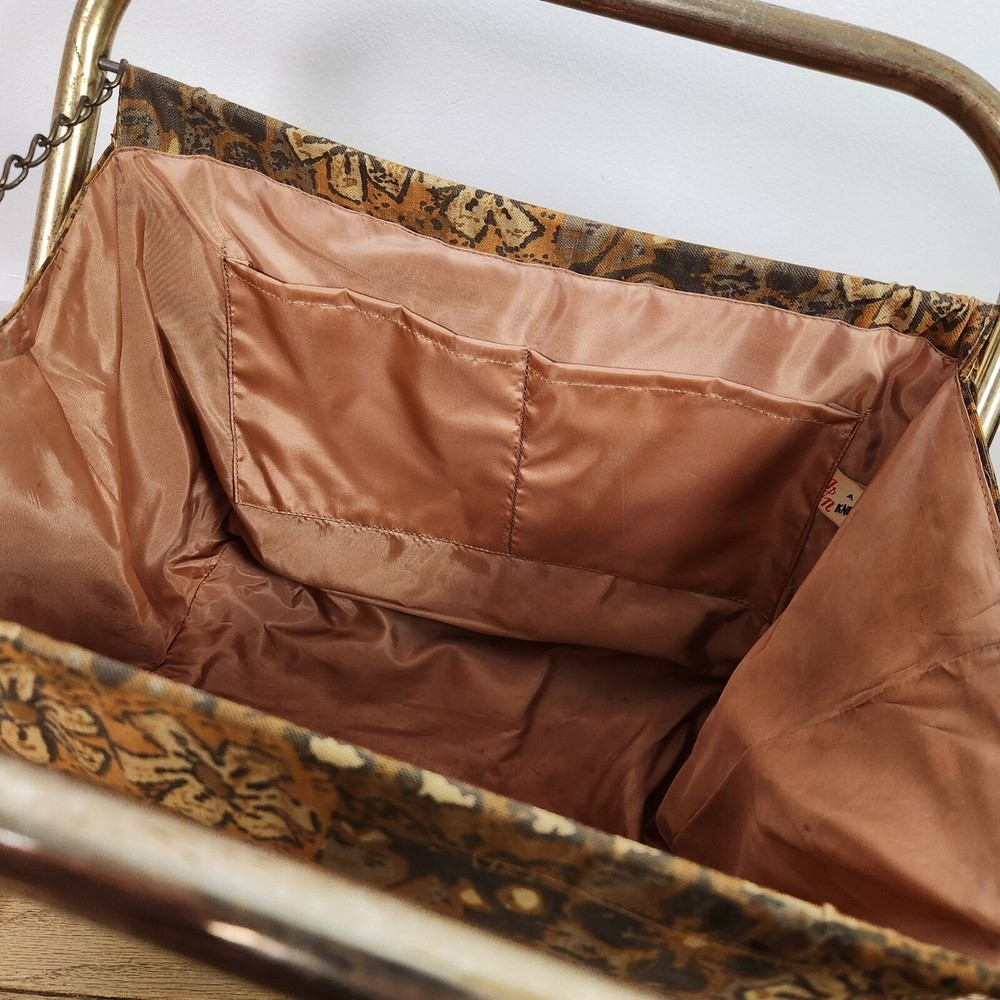 70s Bark Cloth Folding Knitting Bag by Knitility
