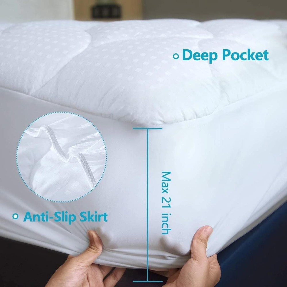 Cloud-Like CA King Extra Thick Pillowtop Mattress Pad Cooling Comfort Bedding